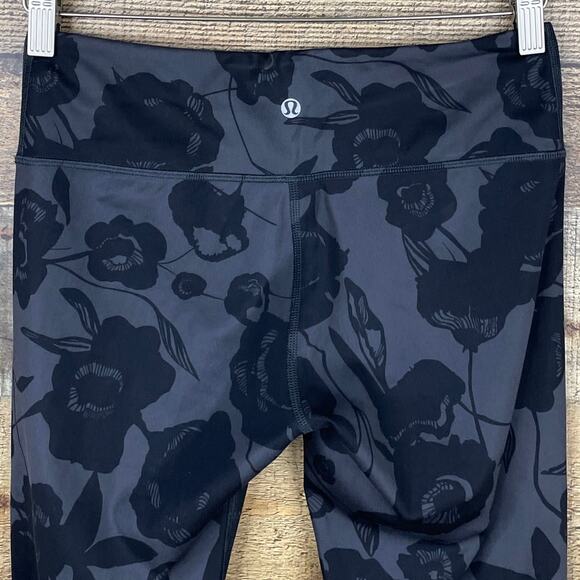 Lululemon Wunder Under Crop Leggings Brisk Bloom Black Soot Size 6 - Picture 4 of 7
